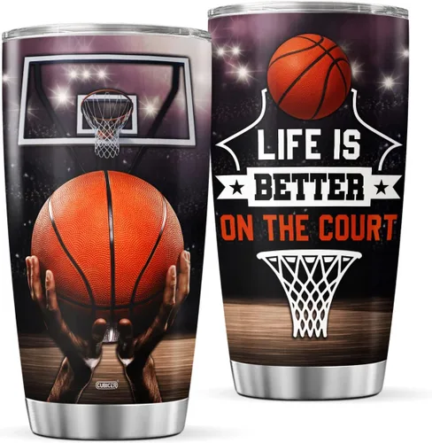 CUBICER Vasos de café de baloncesto, regalos para jugadores deportivos, amantes de los deportes, niños, niñas, hombres, cumpleaños, Navidad, taza de