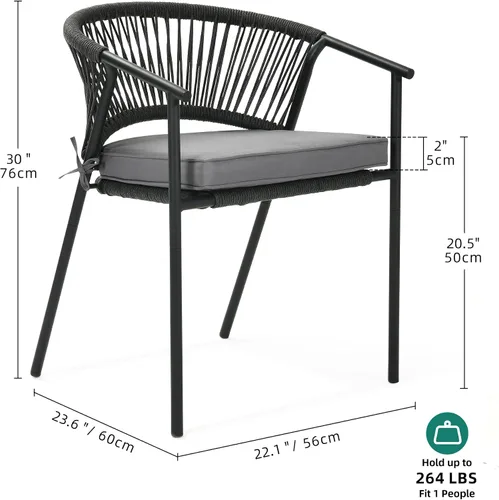 Miniatura 2 de YITAHOME Juego de 6 sillas de patio al aire libre, sillas de comedor apilables, mimbre de ratán, juego de muebles de patio al aire libre con cojín
