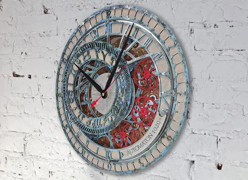 Miniatura 4 de Automaton Orloj Astronomical Moving Gears Wall Clock Wizard Tower Clock, Large Magic Wall Art, Personalized Gift, Open Silent Mechanism