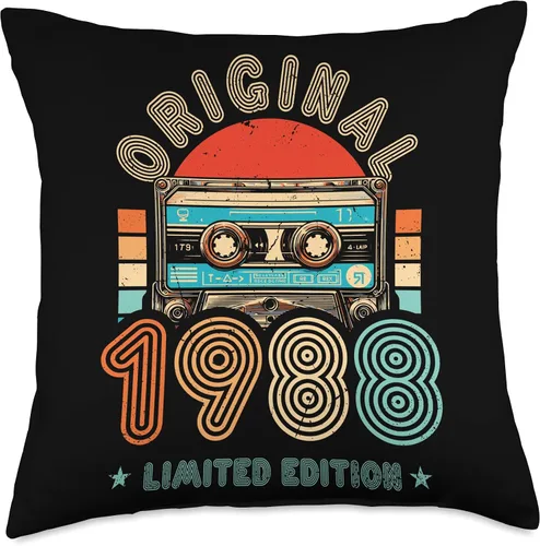 Miniatura 4 de Retro Edición Limitada 1988 Cassette Cinta 36 Cumpleaños Almohada