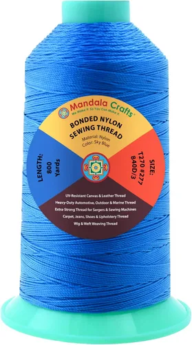 Miniatura 260 de Mandala Crafts - Hilo de nailon para coser cuero, tapicería, mezclilla y para trenzar el pelo; resistente, 1500 yardas, tamaño 69 T70 Marrón