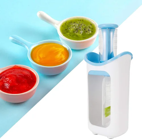 Miniatura 6 de Oumefar Exprimidor de puré de frutas con 10 bolsas de compresión DIY Squeeze Station para alimentos (azul)