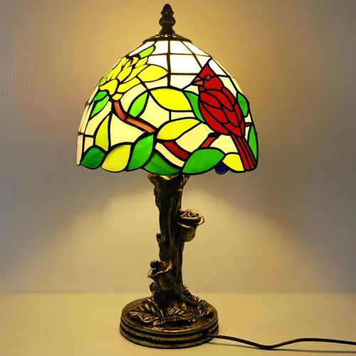 Miniatura 13 de Lámpara Pequeña Estilo Tiffany, Mini Lámparas Tiffany de Vidrio Emplomado Barroco Azul para Sala de Estar, Hogar, Dormitorio, Mesita de Noche