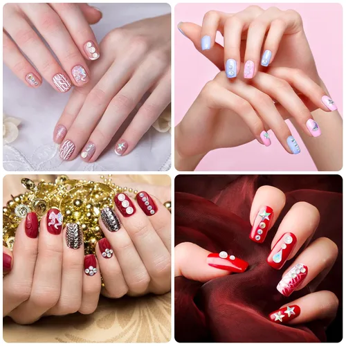Miniatura 6 de OIIKI 4 hojas de calcomanías de gemas de cara de corazón de estrella, calcomanías de acrílico para joyería de cuerpo, perlas de luna de Halloween