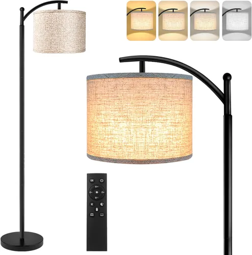 Miniatura 10 de Rottogoon - Lámpara de pie para sala de estar, lámpara de pie LED con 2 pantallas para dormitorio, incluye bombilla LED de 9 W - Negro Sombra