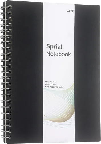 Miniatura 7 de ZZTX Sprial - Cuaderno de papel kraft de tapa blanda con rayas universitarias, planificador de notas encuadernado con alambre, 140 páginas/70 hojas