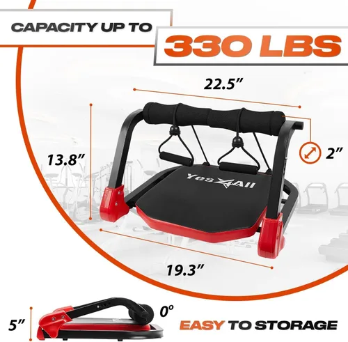Miniatura 4 de Yes4All Máquina de Abdominales para Cuerpo Total y Core Abdominal, Sentadillas Bloqueables con Mango Ergonómico de Espuma y 2 Bandas de Resistencia