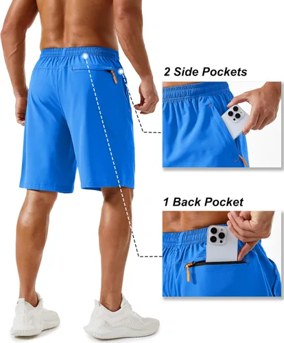 Miniatura 109 de TACVASEN Pantalones cortos deportivos para correr para hombre, 9 pulgadas, de secado rápido, pantalones cortos ligeros de verano, 3 bolsillos