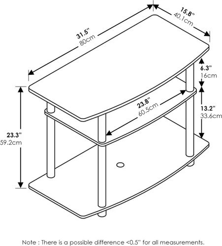 Miniatura 2 de Furinno Turn-N-Tube No Tools - Soporte de TV con centro de entretenimiento de 3 niveles, roble francés gris/negro y Andrey, mesa auxiliar, mesita