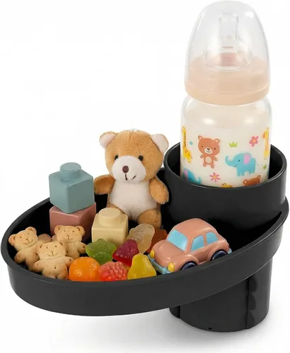 Bandeja de asiento de automóvil – para portavasos de 2.5 a 2.8 pulgadas, expande fácilmente la bandeja para aperitivos en taza de 360° y bandeja de