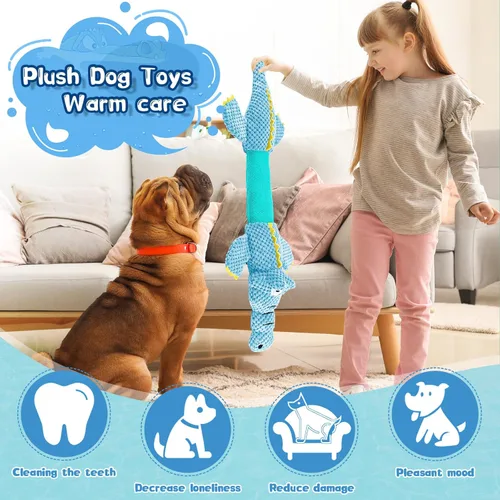 Miniatura 3 de WOWBALA Juguetes interactivos de tira y afloja para perros de razas pequeñas a grandes, juguetes chirriantes de peluche para cachorros con papel