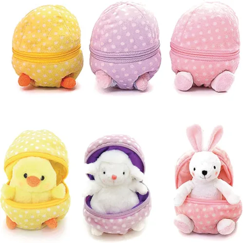 Miniatura 15 de Plushland - Muñeco de peluche (6 pulgadas), diseño de animal de peluche dentro de un huevo con cremallera; regalo ideal para niños y niñas