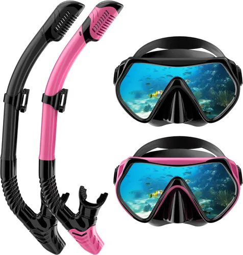 Equipo de esnórquel para adultos, juego de esnórquel seco máscara de buceo, vista panorámica de 180°, equipo de esnórquel profesional, máscara de