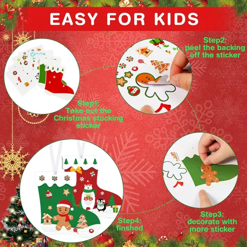 Miniatura 2 de Containlol Kit de 48 piezas de manualidades de Navidad para niños, kit de adornos de medias de Navidad, para hacer tu propio árbol de Navidad