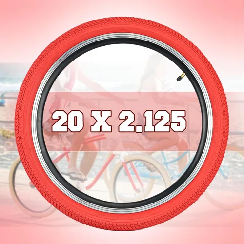 Miniatura 2 de Neumático de bicicleta de 14, 16, 20, 24, 26 x 2.125, paquete de 2 neumáticos de bicicleta para niños, neumáticos de repuesto plegables para la Rojo