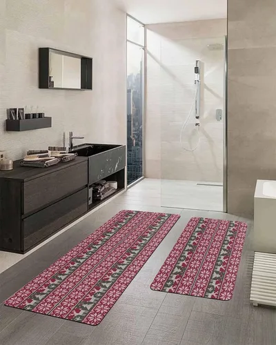 Miniatura 2 de Tapete de baño rojo de Navidad para bañera, antideslizante, de secado rápido y absorbente, tierra de diatomeas, fregadero de ducha, lavable, tapete