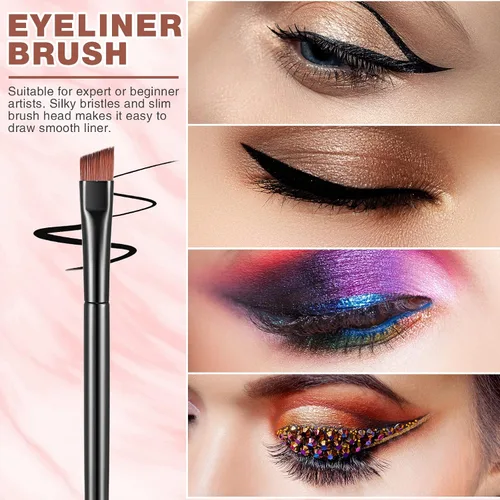 Miniatura 5 de Gerrii 100 cepillos desechables en ángulo para cejas, cepillo delineador de ojos, cepillos de ángulo desechables, pinceles de tintado para mujeres