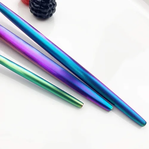 Miniatura 5 de JASHII Juego de cubiertos de 20 piezas, juego de cubiertos de acero inoxidable para 4 vajillas multicolor, incluye cuchillo, tenedor, cuchara, Arco
