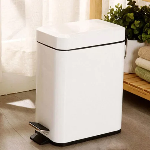 Miniatura 7 de Cesta de basura para el hogar, con pedales, para cocina, rectangular, para dormitorio, 5 litros, 10 litros, color blanco, tamaño 5 litros