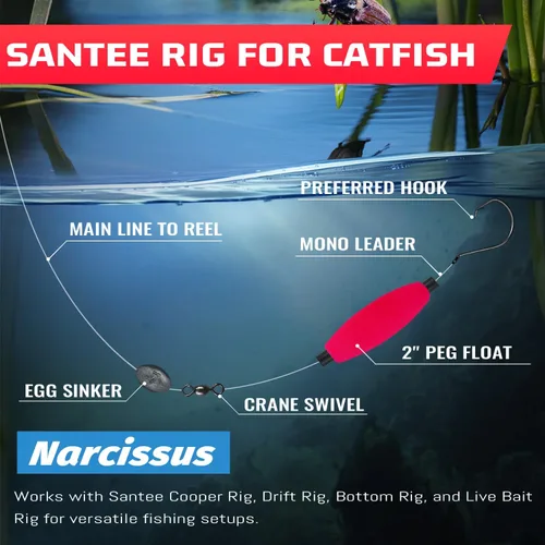Miniatura 5 de Narcissus Fishing Bobbers Floats for Catfish,Foam Fishing Peg FloatsFreshwater and Saltwater,Perfect for Santee Catfish Rig 9 piezas