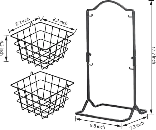 Miniatura 3 de Cesta de frutas de hierro de 2 niveles para encimera de cocina, pan, frutas y verduras, cesta de almacenamiento de alambre colgante para organizador