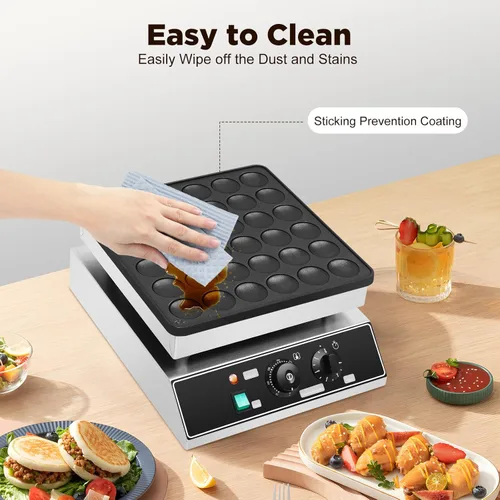Miniatura 4 de Mini máquina eléctrica para hacer panqueques de 36 agujeros, 1000 W, plancha comercial holandesa para panqueques, máquina comercial para hacer