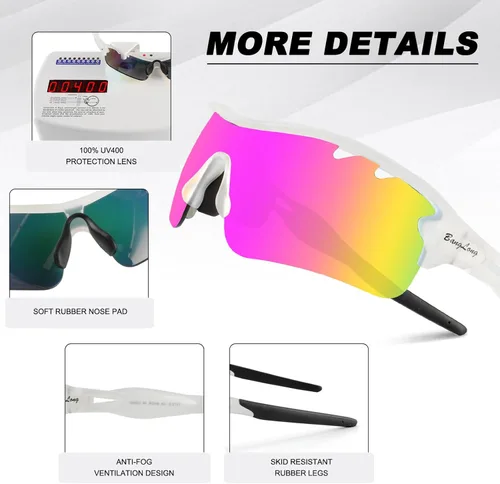 Miniatura 5 de BangLong Polarized Sports Sunglasses Cycling Sun Glasses for Men Women with 5 Interchangeable Lenes for Running Driving