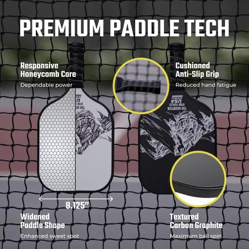 Miniatura 3 de Bison Paddles: Paletas de pickleball de grafito de carbono, raquetas ligeras de pickleball Núcleo compuesto de panal que mejora la colocación