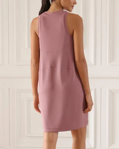Miniatura 4 de ODODOS Vestido de verano suave y suelto para mujer, casual, sin mangas, con bolsillo tipo canguro