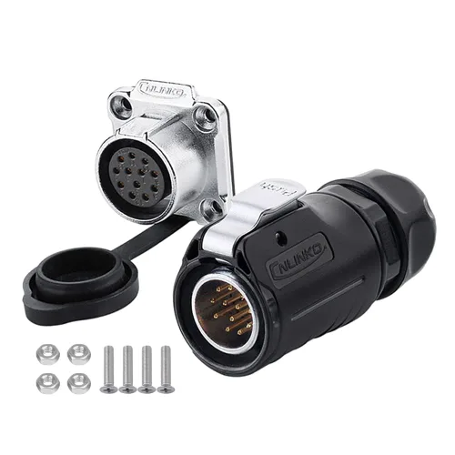 Miniatura 14 de CNLINKO Serie LP20 Conector Impermeable, Conector de Potencia IP68 4 pines 20A 500V M20 Conector LED, Aprobado UL CE Rohs (4 pines)