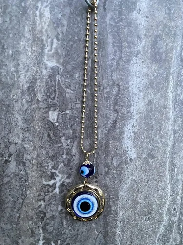 Miniatura 5 de LUCKBOOSTIUM Evil Eye Wheel of Fortune - Adorno colgante de pared y puerta con cadena de metal dorado, aumenta tu energía, para suerte y protección