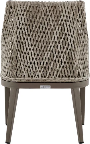 Miniatura 9 de Armen Living Silvana - Silla de comedor de mimbre y aluminio para exteriores con cojines beige - Juego de 2