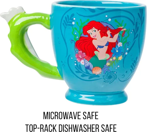 Miniatura 3 de Silver Buffalo Disney Princess La Sirenita Ariel Dinglehopper Tenedor Cepillo para el Cabello con Mango Esculpido en 3D Taza de Cerámica, 20 Onzas