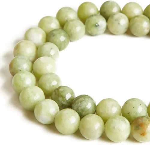 Miniatura 28 de 45 cuentas de jade azul y blanco de 0.315 pulgadas, cuentas de piedras preciosas naturales redondas sueltas para hacer joyas Jade blanco azul