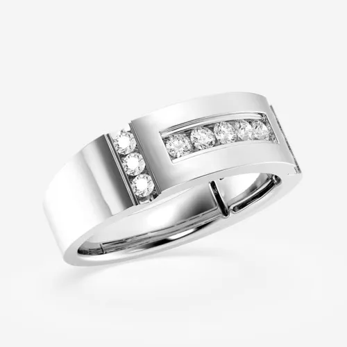 Miniatura 2 de CUSTOMIZE JEWELS 12 ctw Round Lab Grown Diamond Men's Framed Channel Set Wedding Band In 14k Gold