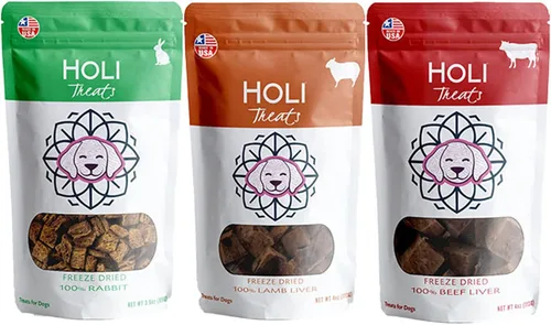 HOLI Paquete variado de golosinas – Golosinas para perros de res, cordero y conejo – Golosinas saludables y naturales liofilizadas para perros