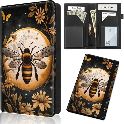 Miniatura 32 de Server Book,Waitress Book,5x9 Inch Server Books for Waitress & Waiter, Cute PU Leather Serving Book Guest Check Presenters Organizer with Zipper