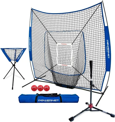 Miniatura 15 de PowerNet Baseball Softball Practice Net 7x7 with Baseball Accessories for Practice Pitching, Batting & Fielding, Ball Caddy, Weighted Baseballs, Tee