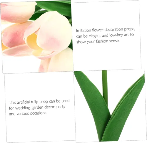 Miniatura 3 de IMIKEYA 10 piezas de tulipán de imitación de tacto de tulipán, flores de tulipán falso, flores artificiales para fotografía de flores, flores