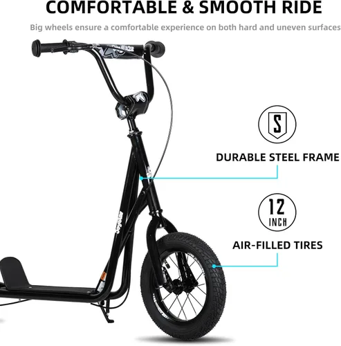 Miniatura 2 de JOYSTAR Patinete para niños de 5 a 9 años de edad, ruedas grandes de 12 pulgadas para niños, adolescentes y adultos, freno trasero y manubrio