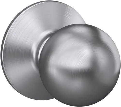 Schlage F10 CSV ORB 626 Commercial Series Orbit - Pomo de puerta de entrada, cerradura de paso para pasillo y armario, cromo satinado