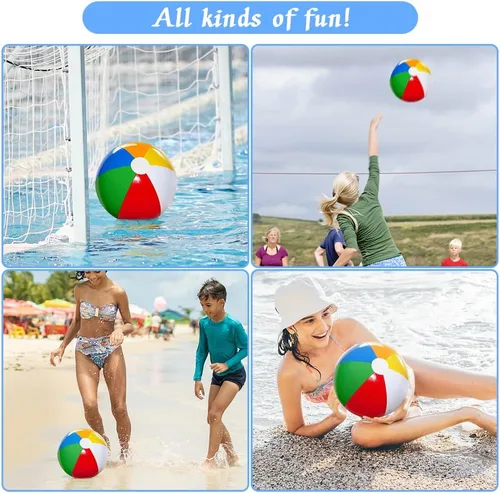 Miniatura 7 de Beach Balls 3PCS, 16'' Inflatable Beach Balls for Kids Bulk, Swimming Pool Toys Beach Toys for Summer Water Games, Hawaiian Tropical Theme Party
