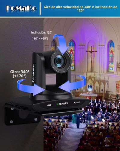 Miniatura 3 de FoMaKo Cámara PTZ HDMI K20UH 4K con seguimiento automático AI (Gen 3), certificado NDI HX3, zoom óptico 20X, USB 3.0/LAN, cámara PTZ 4K para Negro