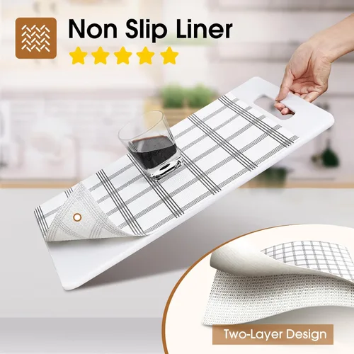 Miniatura 2 de Beautysaid Revestimiento de estante y cajón para armario de cocina, papel antideslizante no adhesivo, impermeable, lavable, grueso para tocador