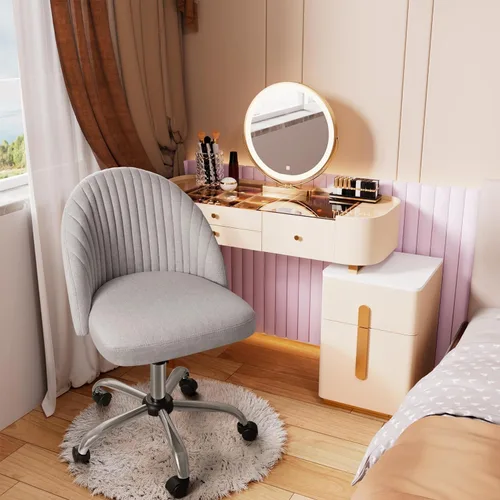 Miniatura 2 de Silla de oficina Furniwell sin brazos, silla de escritorio linda, silla moderna ajustable giratoria, silla de tocador, silla de ordenador, sillas