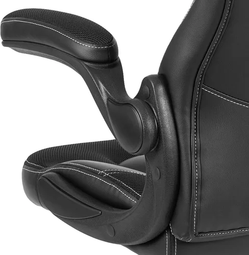 Miniatura 11 de Flash Furniture X10 LeatherSoft - Silla de juegos con respaldo alto estilo carreras con brazos abatibles, silla giratoria ergonómica acolchada