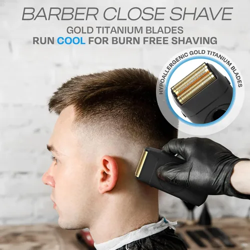 Miniatura 2 de Afeitadora eléctrica HUMMINGBIRD MK17 DualPro con recortador de barba para hombres – Láminas de titanio dorado, afeitado turbo y control de torque
