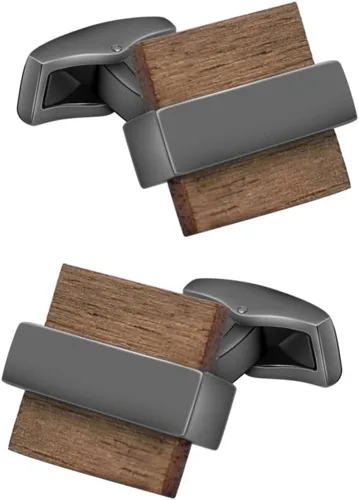 Mr.Van Gemelos de madera natural para hombre, hechos a mano, cuadrados, de madera, juego de gemelos clásicos, regalo de negocios de boda para hombres