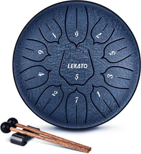LEKATO Tambor de Lengua de Acero de 6 Pulgadas 11 Notas, Tambor de Lluvia para Jardín Exterior Educación Musical Tambor Handpan, Regalo de Navidad