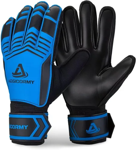 Guantes de portero con protección para los dedos, guantes de fútbol transpirables con agarre adicional, unisex, para jóvenes y adultos, negro/verde,